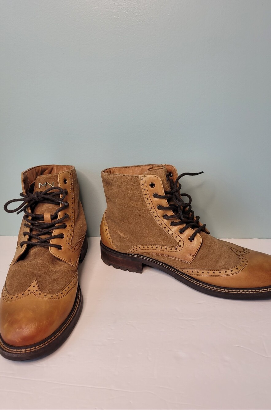 Mark Nason Los Angeles Ithaca Beaufort Wing Tip Brogue Tan Boots Mens Size 11